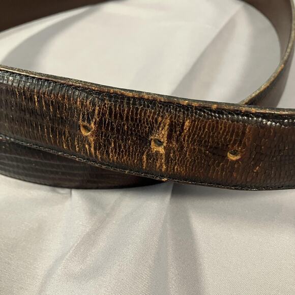 Tino Cosma Belt Mens 38 Genuine Leather Solid Brass Made Italy Dress Accessory - Picture 2 of 16